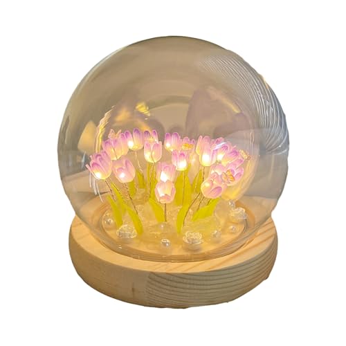 dijiusidy Blumen Nachtlicht, simuliert das Blühen im Schlafzimmer, Glassimulation, Blumen Schlafzimmer, Schlaftischlampe, genießen Sie DIY Spaß von dijiusidy