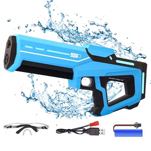 dijiusidy Elektrische Wasserpistole, Automatische Wasserabsaugung, Reichweite 26–32 FT, Externe Wasserflasche Verfügbar, Sommer-Freibad-Party-Wasserpistole für Erwachsene/Kinder (Blau) von dijiusidy