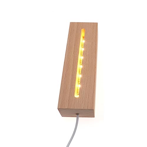 dijiusidy Rechteckiger LED Lampensockel aus Holz, einfacher Stil, Buchenstreifen, Lichtständer, Heimdekoration, Kunsthandwerk, USB Nachtlicht Dekoration, Warmes Licht / 15 * 4.5 * 3 von dijiusidy