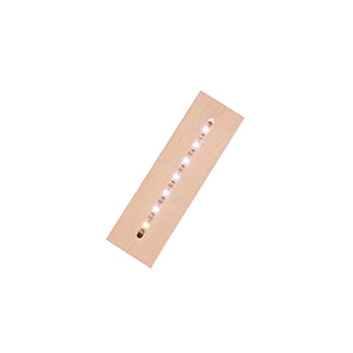 dijiusidy Rechteckiger LED Lampensockel aus Holz, einfacher Stil, Buchenstreifen, Lichtständer, Heimdekoration, Kunsthandwerk, USB Nachtlicht Dekoration, Weißes Licht/15 * 4.5 * 3 von dijiusidy