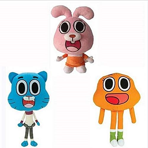 Plüschtier 3 Stück / Set Gefülltes Spielzeug aus Gumball Plüschpuppe der erstaunlichen Welt des Comics, 25 cm für die Weihnachtsgeschenke des Kindes von dingtian