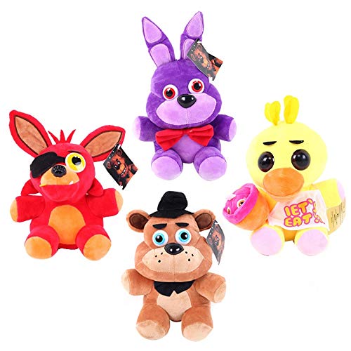 dingtian Plüschtier 4 Stück / Set 15 cm Plüsch Tiere Kawaii Five Nights At Freddy's 4 Juguetes FNAF World Freddy Bear Chica Bonnie Foxy Kids Stuffed Doll Accessory von dingtian