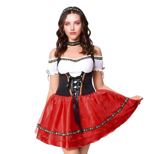 Discoball Oktoberfest Outfit Damen Bayerisches Kostüm Biermädchen Kostüm Verkleidung für Damen von discoball