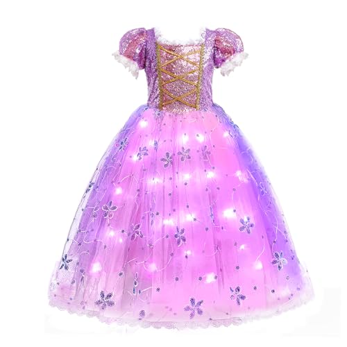 discoball Licht Up Rapunzel Prinzessin Kostüme für Mädchen Rapunzel Dress Up Mädchen Fancy Kleid für Kinder Cosplay Halloween Festzug von discoball