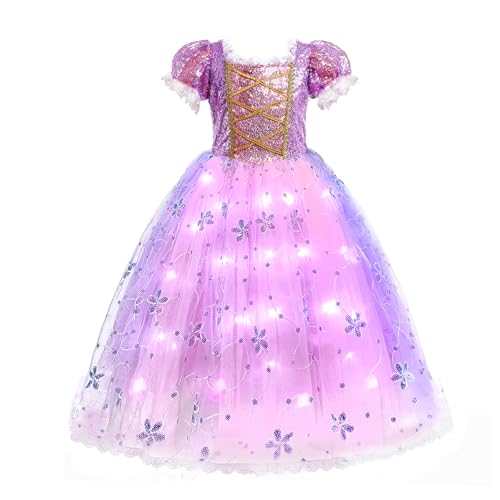 discoball Licht Up Rapunzel Prinzessin Kostüme für Mädchen Rapunzel Dress Up Mädchen Fancy Kleid für Kinder Cosplay Halloween Festzug von discoball