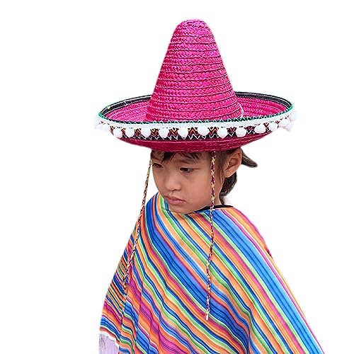 divuukyi Mexikaner Sombrero Hüte breite Krempe Sonnenfest Strohhut Fotoshooting Requisiten Hut Kinder Party Top Hüte Karneval Kostüm von divuukyi