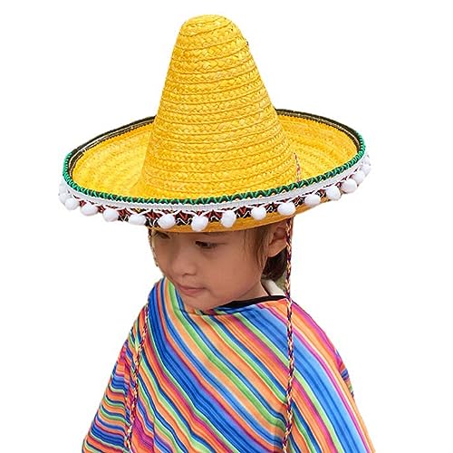 divuukyi Mexikaner Sombrero Hüte breite Krempe Sonnenfest Strohhut Fotoshooting Requisiten Hut Kinder Party Top Hüte Karneval Kostüm von divuukyi