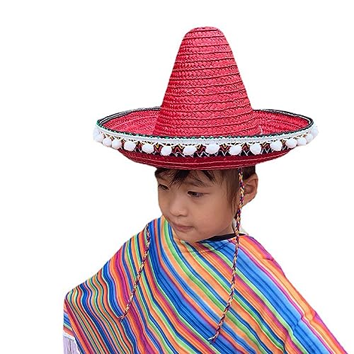 divuukyi Mexikaner Sombrero Hüte breite Krempe Sonnenfest Strohhut Fotoshooting Requisiten Hut Kinder Party Top Hüte Karneval Kostüm von divuukyi