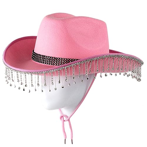 divuukyi West Cowboyhut Western Cowgirl Damen Mädchen Strass Cowgirl Hut Karneval Party West Kostüme für Erwachsene von divuukyi