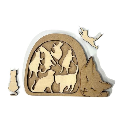 diwedaso Kompaktes Puzzle in Katzenform, Geschenk für Katzenliebhaber jeden Alters. Holz. Sehr anspruchsvolles Holzpuzzle. Katzen Holzpuzzle, Typ+3 von diwedaso