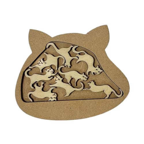 diwedaso Kompaktes Puzzle in Katzenform, Geschenk für Katzenliebhaber jeden Alters. Holz. Sehr anspruchsvolles Holzpuzzle. Katzen Holzpuzzle, Typ+4 von diwedaso