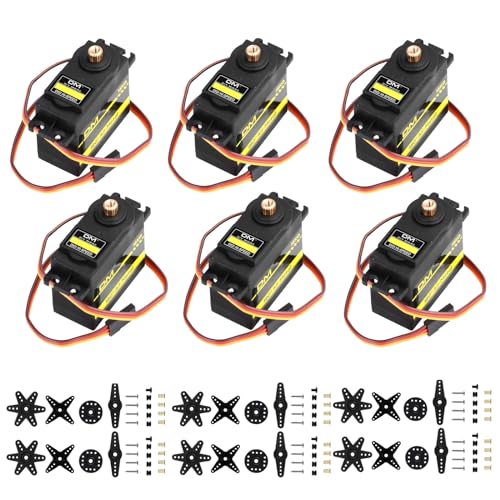 diymore 6 STÜCKE Metall Getriebe Digitaler Servomotor Volles Kupfer Drehmoment bei hoher Servo für RC Hubschrauber Flugzeug Auto Boot Robotersteuerung [ Nur geeignet für Personen über 16 Jahre ] von diymore