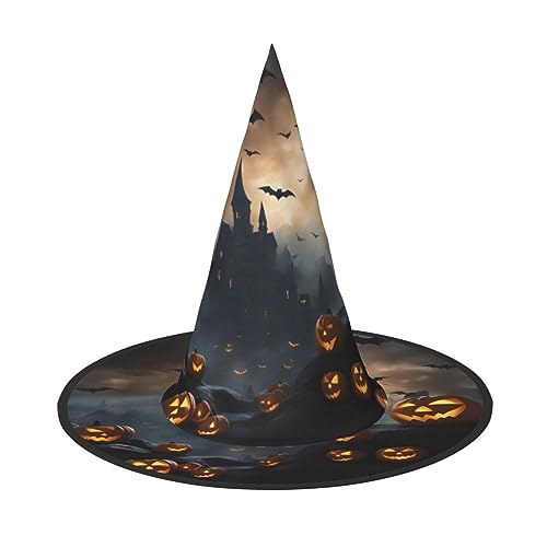 dkkuvt Halloween Fliegende Fledermäuse 3 Druck Karneval Halloween Hexenhut Kostüm Hut für Partys Maskeraden für Damen Herren von dkkuvt