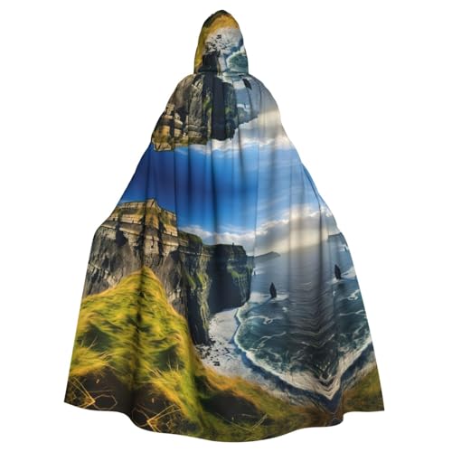 dkkuvt Irland Outdoors County Clare The Cliffs Print Adult Halloween Cloak Dramatisches Kostüm Zubehör für Männer Frauen für Maskeraden von dkkuvt