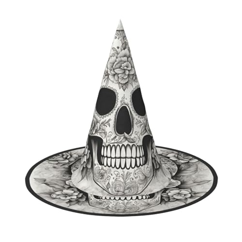 dkkuvt Mexikanischer Totenkopf-Druck, Karneval, Halloween, Hexenhut, Kostüm, Hut für Partys, Maskeraden für Damen und Herren von dkkuvt