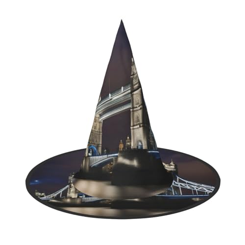 dkkuvt Tower Bridge in London Print Karneval Halloween Hexenhut Kostüm Hut für Partys Maskeraden für Damen Herren von dkkuvt