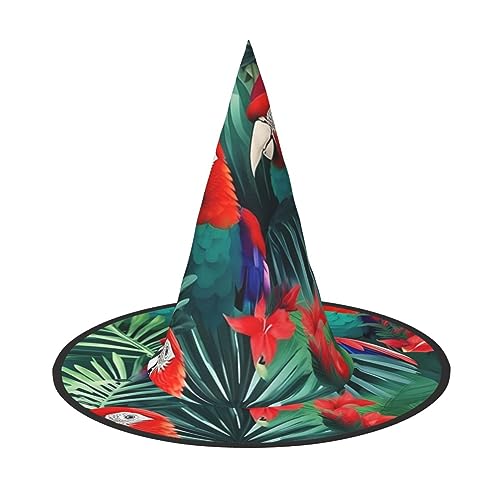 dkkuvt Tropische Blume Papagei Druck Karneval Halloween Hexenhut Kostüm Hut für Partys Maskeraden für Damen Herren von dkkuvt