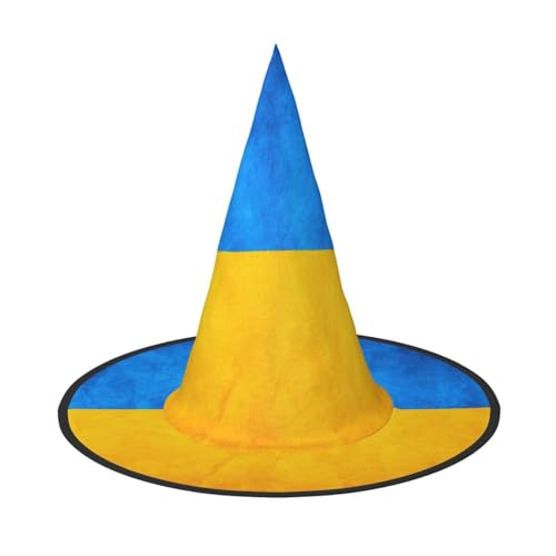 dkkuvt Ukrainische Flagge, Druck, Karneval, Halloween, Hexenhut, Kostüm, Hut für Partys, Maskeraden für Damen und Herren von dkkuvt