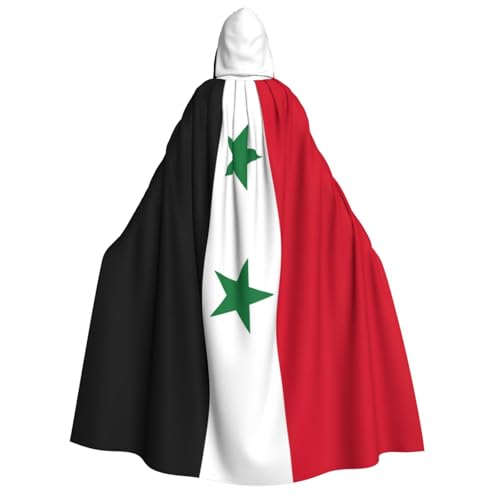 dkkuvt Umhang mit der Flagge der Arabischen Republik Syrien, bedruckt, Halloween, Eleganz, Kapuzenumhang, Uni, Umhang für Cosplay, Karneval, Partys, Kostüme von dkkuvt