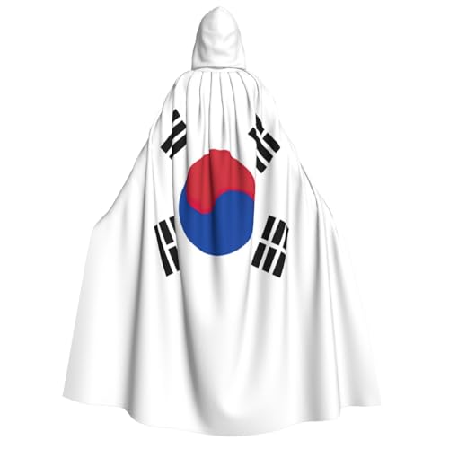 dkkuvt Umhang mit der Flagge der Republik Korea, Halloween, Eleganz, Kapuzenumhang, Uni, Umhang für Cosplay, Karneval, Partys, Kostüme von dkkuvt