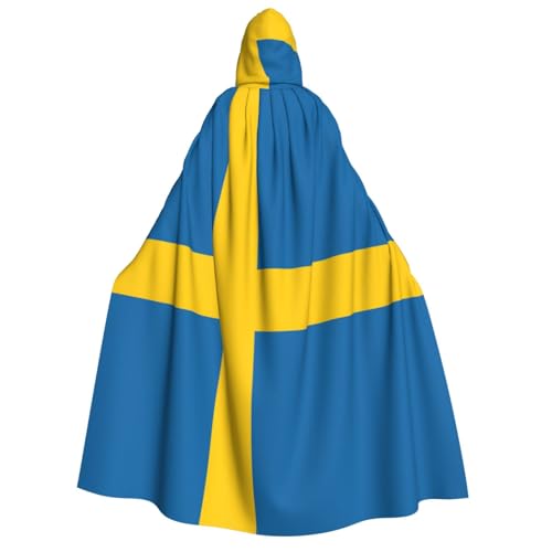 dkkuvt Umhang mit schwedischer Flagge, Halloween, Eleganz, mit Kapuze, Uni, Umhang für Cosplay, Karneval, Partys, Kostüme von dkkuvt