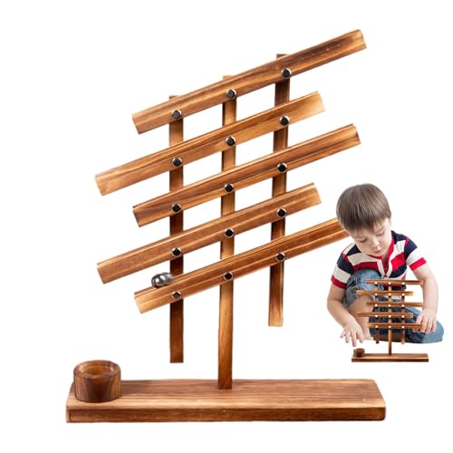 dmqdu Ballrollturm, Balance-Ballspielzeug - Kleinkind-Kugelturm-Spielzeug,Hölzernes Ball-Drop-Spielzeug für Kleinkinder, pädagogisches Ball-ausgeglichenes sensorisches Spielzeug für Kinder von dmqdu