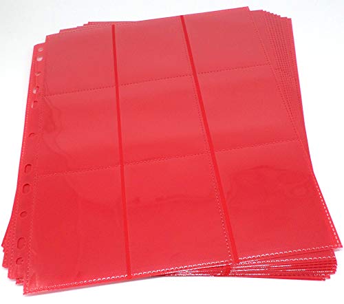 docsmagic.de 10 18-Pocket Pages Red - Sideloading - 11 Holes - MTG PKM YGO - Ordnerseiten Rot von docsmagic.de