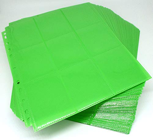 docsmagic.de 100 18-Pocket Pages Light Green - Sideloading - 11 Holes - MTG PKM YGO - Ordnerseiten Hellgrün von docsmagic.de