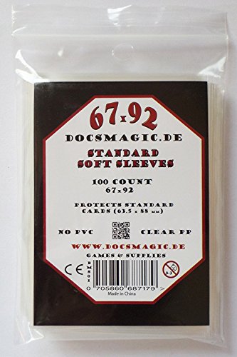 docsmagic.de 100 Soft Card Sleeves Clear - 67 x 92 mm - Standard Size - Klar Kartenhüllen von docsmagic.de