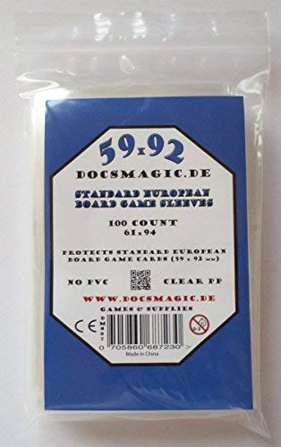 docsmagic.de 100 Standard European Board Game Sleeves - 61 x 94 - EU - 59 x 92 von docsmagic.de