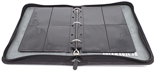 docsmagic.de 3-Ring Premium Zip Mini Album Black + 25 4-/8-Pocket Sideloading Pages Black - Standard Size 67 x 93 mm von docsmagic.de