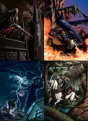 docsmagic.de 4X 100 Art Card Sleeves Zombies Elves Dragons Vampires Theme - 66 x 91 mm MTG PKM von docsmagic.de