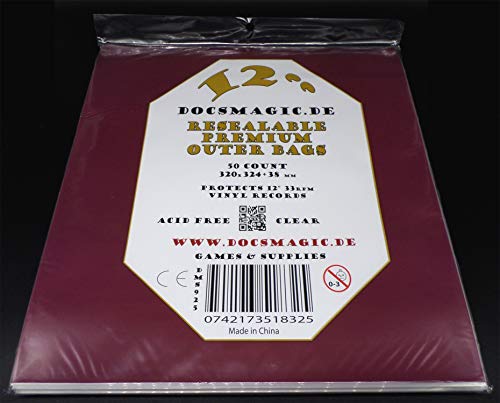 docsmagic.de 50 Premium Resealable Outer Bags for 12" 33rpm Vinyl Records Clear 5 Mil - Schallplatten Hüllen Durchsichtig von docsmagic.de