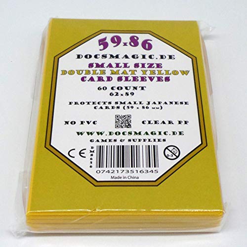 docsmagic.de 60 Double Mat Yellow Card Sleeves Small Size 62 x 89 - Gelb - Mini Kartenhüllen - YGO von docsmagic.de