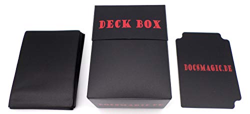 docsmagic.de Deck Box + 100 Double Mat Black Sleeves Standard - Kartenbox & Kartenhüllen Schwarz - PKM - MTG von docsmagic.de