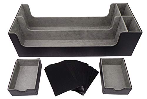 docsmagic.de Premium 2-Row Trading Card Storage Box Black + Trays & Divider - MTG PKM YGO - Sammelkarten Aufbewahrungsbox Schwarz von docsmagic.de