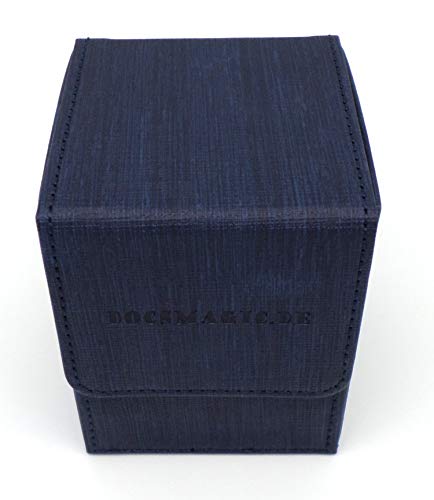 docsmagic.de Premium Magnetic Flip Box (100) Blue + Deck Divider - MTG PKM YGO - Kartenbox Blau von docsmagic.de