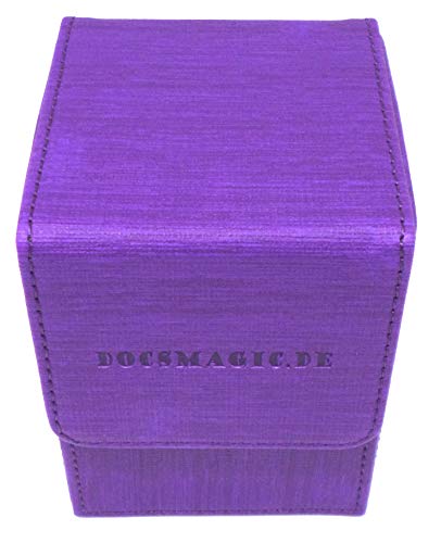 docsmagic.de Premium Magnetic Flip Box (100) Purple + Deck Divider - MTG - PKM - YGO - Kartenbox Lila von docsmagic.de