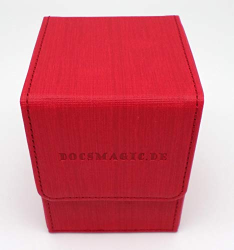 docsmagic.de Premium Magnetic Flip Box (100) Red + Deck Divider - MTG PKM YGO - Kartenbox Rot von docsmagic.de