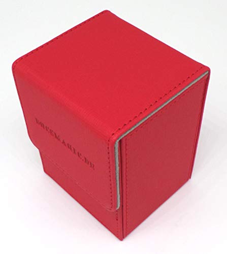 docsmagic.de Premium Magnetic Flip Box (80) Red + Deck Divider - MTG PKM YGO - Kartenbox Rot von docsmagic.de