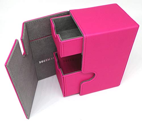 docsmagic.de Premium Magnetic Tray Box (80) Pink + Deck Divider - MTG - PKM - YGO - Kartenbox Rosa von docsmagic.de