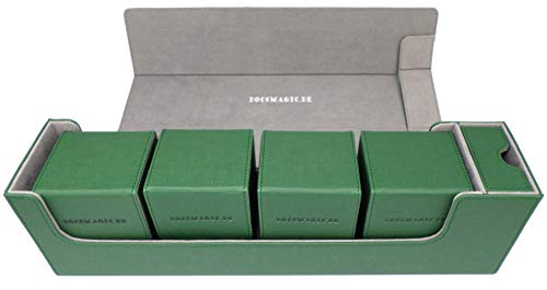 docsmagic.de Premium Magnetic Tray Long Box Dark Green Large + 4 Flip Boxes - Dunkelgrün von docsmagic.de