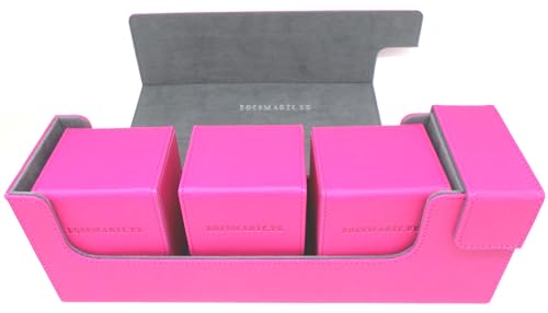 docsmagic.de Premium Magnetic Tray Long Box Pink Medium + 3 Flip Boxes - Rosa von docsmagic.de