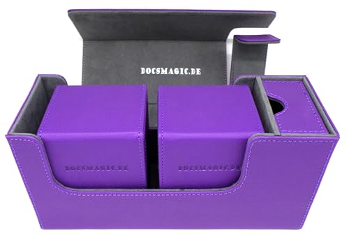 docsmagic.de Premium Magnetic Tray Long Box Purple Small + 2 Flip Boxes - Lila von docsmagic.de