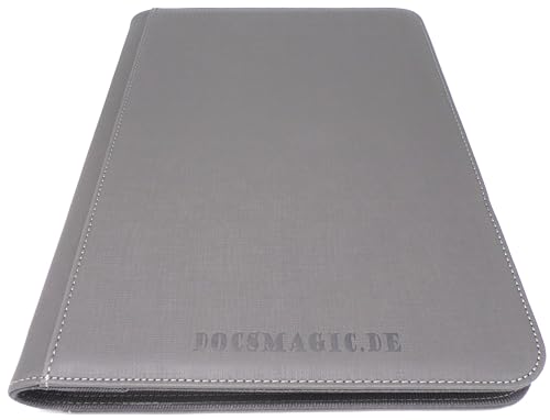 docsmagic.de Premium Pro-Player 12-Pocket Playset Zip-Album Silver - 480 Card Binder - MTG - PKM - YGO - Reissverschluss Silber von docsmagic.de