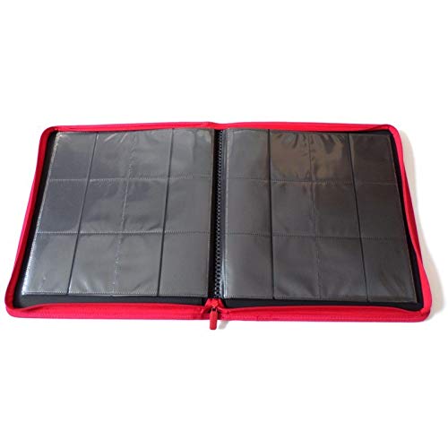 docsmagic.de Pro-Player 12-Pocket Playset Zip-Album Red - 480 Card Binder - MTG - PKM - YGO - Reissverschluss Rot von docsmagic.de