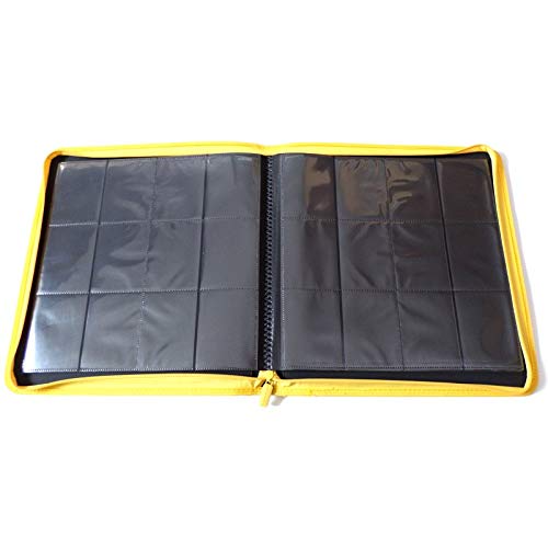 docsmagic.de Pro-Player 12-Pocket Playset Zip-Album Yellow - 480 Card Binder - MTG - PKM - YGO - Reissverschluss Gelb von docsmagic.de