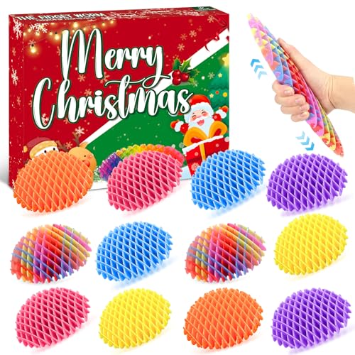 12 Stück Fidget Wurm Spielzeug, Wurm Fidget Toys Bunt Sensorisches Stressabbau Spielzeug Stressabbau Fidget Worm Anti Stress Spielzeug Sensorisches Stressabbau für Erwachsene und Kinder Christmas von donciety