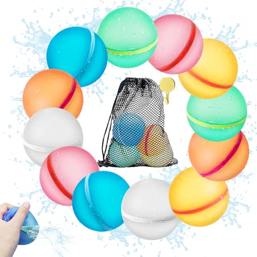 12 Stück Wiederverwendbare Wasserbomben, Wasserbomben Wiederverwendbar, Wasserbomben Selbstschließend, Wiederbefüllbare Wasserbomben, Wasserspielzeug für Kinder und Erwachsene 12 Stück Wiederverwendbare Wasserbomben, Wasserbomben Wiederverwendbar, Wasserbomben Selbstschließend, Wiederbefüllbare Wasserbomben, Wasserspielzeug für Kinder und Erwachsene von donciety