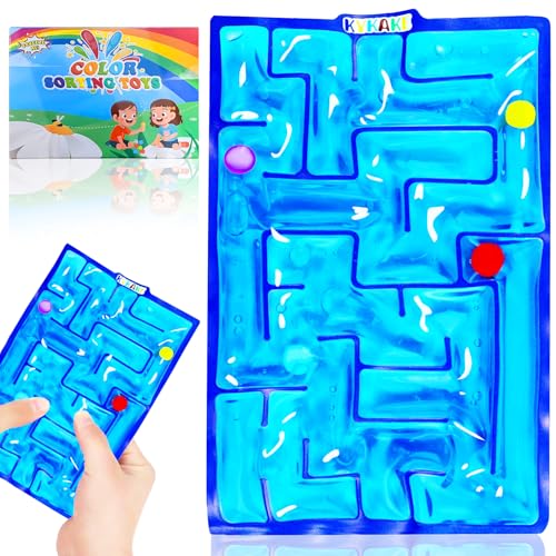 Sensorik Labyrinth Fidget, Sensorik Spielzeug Marble Maze Gel gefüllt Angst Linderung Spielzeug mit gefülltem GOO Squishy Spielzeug für Kinder und Erwachsene mit Autismus Stress (Blau) von donciety